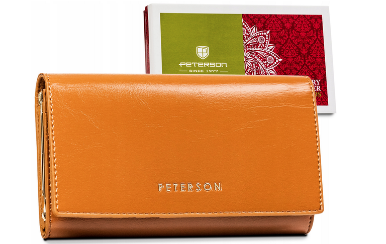 Skórzany portfel w orientacji poziomej z systemem RFID — Peterson, (1) - Rovicky Portfele Damskie
