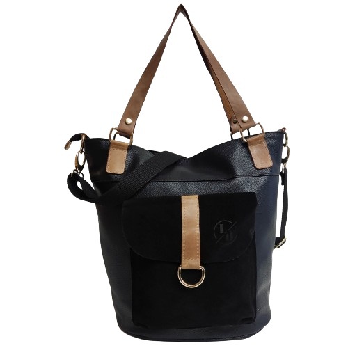 Torebka shopper Laura Biaggi torba na ramię czarna brązowa listonoszka, (1) - Wszystkie torebki
